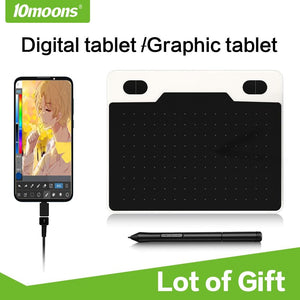 10moons 6 Inch Ultralight Graphic Tablet 8192 Levels Digital Drawing Tablet Battery-Free Pen Compatible Android Device